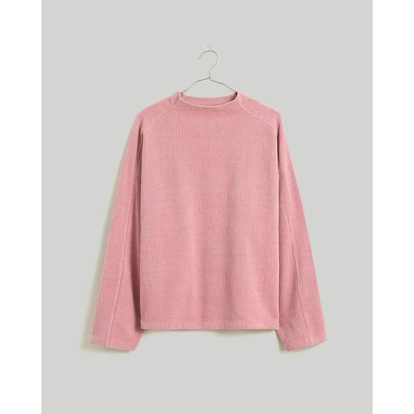 NWT Madewell Striped Jacquard Funnelneck Top In Pink Size Medium - Picture 2 of 6